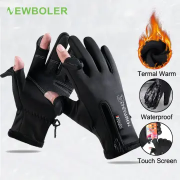 2 Finger Flip Fingerless Gloves Winter Fishing Gloves Non-slip Waterproof  Warm Winter TouchScreen Gloves for Half-finger Gloves
