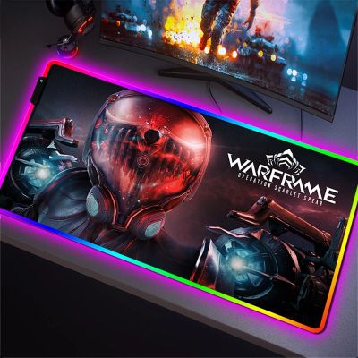 Warframe Desk Mat RGB Pc Accessories LED Backlight Mause Pad Mouse Mats Mousepad Gamer Keyboard Gaming Pads Large Xxl Protector Basic Keyboards