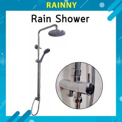 Rain Shower ชุดฝักบัวอาบน้ำ สแตนเลสชุบโครเมี่ยม+ไดเวอเตอร์ต่อน้ำอุ่น คุณภาพดี 100% SHW-244