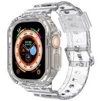 [HOT CHALIUIUILILXWE 607] สายเคสกระจกสำหรับสายคาด Apple Watch 44มม. 40มม. 45มม. 41mmm 38มม. 42มม. 44มม. 45มม. สร้อยข้อมือซิลิโคน IWatch Series 4 5 6 Se 7 8วง