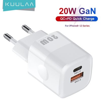 KUULAA ที่ชาร์จ GaN USB C,ที่ชาร์จไวชนิด PD 20W สำหรับ iPhone 14 13 12 11 Pro Max Samsung S20 Xiaomi iPad Huawei