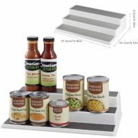 【CC】❃❄№  3 Tiers Expandable Cabinet Spice Rack Shelf Organizer Supplies Holders Space-Saving Pratical Useful