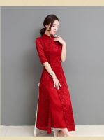 8121ชุด Cheongsam ลูกไม้ยาวปรับปรุงทุกวันผู้หญิงที่สง่างาม Ao Dai Cheongsam