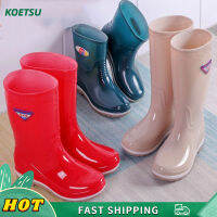 KOETSU 【COD】 ?รองเท้าบูตลุยฝนผ้าฟลีซของผู้หญิง,รองเท้าใส่ทำงานในครัวหนากลางๆแฟชั่นใหม่