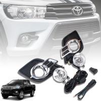 ไฟตัดหมอก ไฟสปอร์ตไลท์ รุ่น โตโยต้า ไฮลักซ์ รีโว่ TOYOTA HILUX REVO ปี 2015 - 2018 พร้อมครอบ สีดำ วงแหวนโครเมี่ยม และชุดสายไฟ 1 ชุด