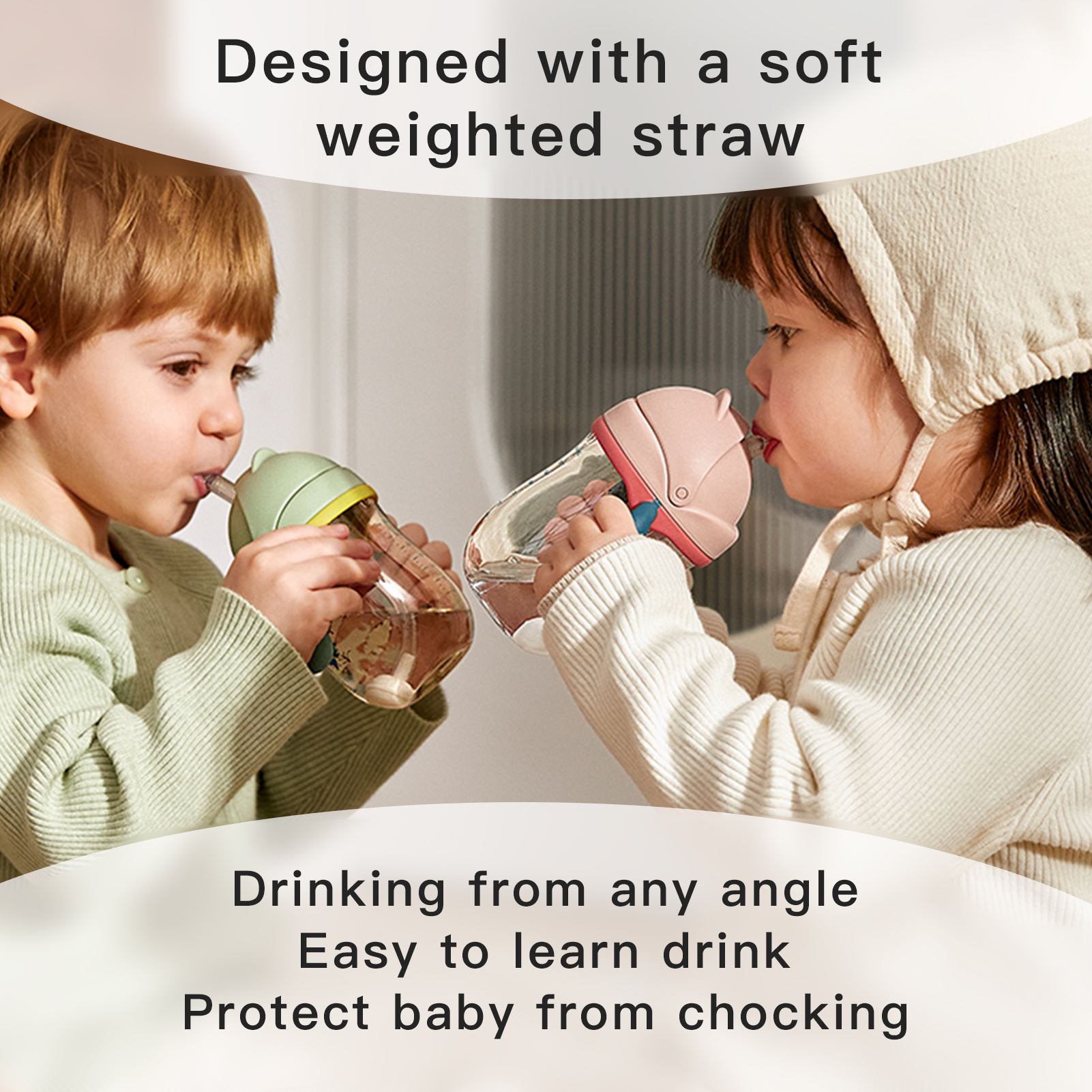 Babycare Baby Straw Cup Toddler Water Bottle Tritan BPA Free Leakproof Kids Drinking Bottle 240ml