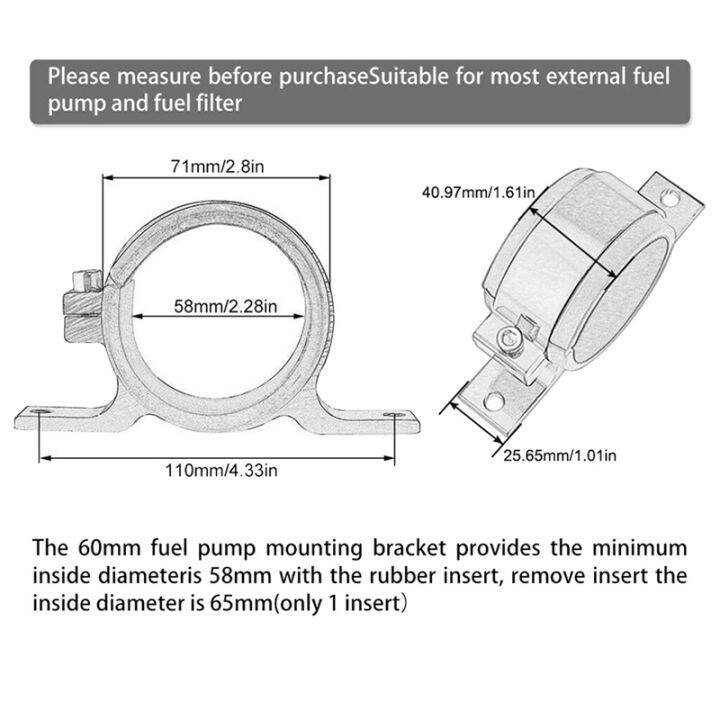 2pcs-silver-60mm-fuel-pump-single-mount-bracket-fuel-filter-external-bracket-clamp-cradle-for-044-bosch-380lph-300lph-accessories