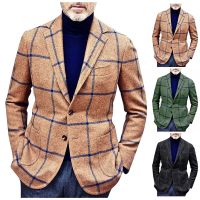 ZZOOI 2021 fashionable European and American hot style mens clothing new plaid button casual trend long-sleeved British blazer