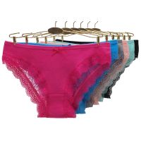 《Be love shop》Moonflame 5 Pcs / Lots Underwear For Women Solid Color Low RIse Sexy Lace Cotton Briefs Panties 89495