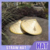 Chinese Style Straw Bamboo Sun Hat Cone Farmer Fishing Hat Sunshade Rainproof Hand-Woven Adult Travel Straw Hat Dance Props