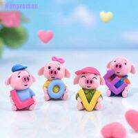 ▬ Hanproman 4Pcs/Set Love Little Pig Landscape Fairy Garden Gnomes Figurine Ornaments Decor