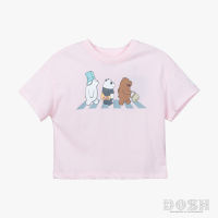 DOSH GIRLS CROPPED TOPS WE BARE BEARS เสื้อยืดครอปคอกลม แขนสั้น เด็กผู้หญิง FBBGT1005-LP