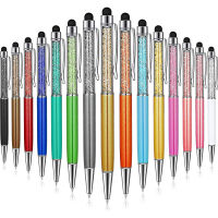 15 Pieces Bling Bling Ballpoint Pens with Stylus Tip Crystal Diamond Stylus Pen Black Ink Screen Touch Pen Capacitive Pens