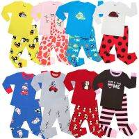 ZZOOI Cartoon Monkey Zebra Giraffe Print Pajamas Sets for Children 2 4 6 8Y Baby Girl Boys Sleepwears Kids Various Design Pajamas Sets