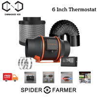 [ส่งฟรี] พัดลมดูดอากาศ Spider Farmer® 6-Inch 402 CFM Inline Fan with Smart Controller, Carbon Filter &amp; Ducting Combo