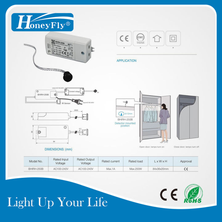 honeyfly-patented-ir-sensor-switch-250w-100-240v-max-70w-for-leds-infrared-sensor-switch-motion-sensor-auto-on-off-5-10cm-ce