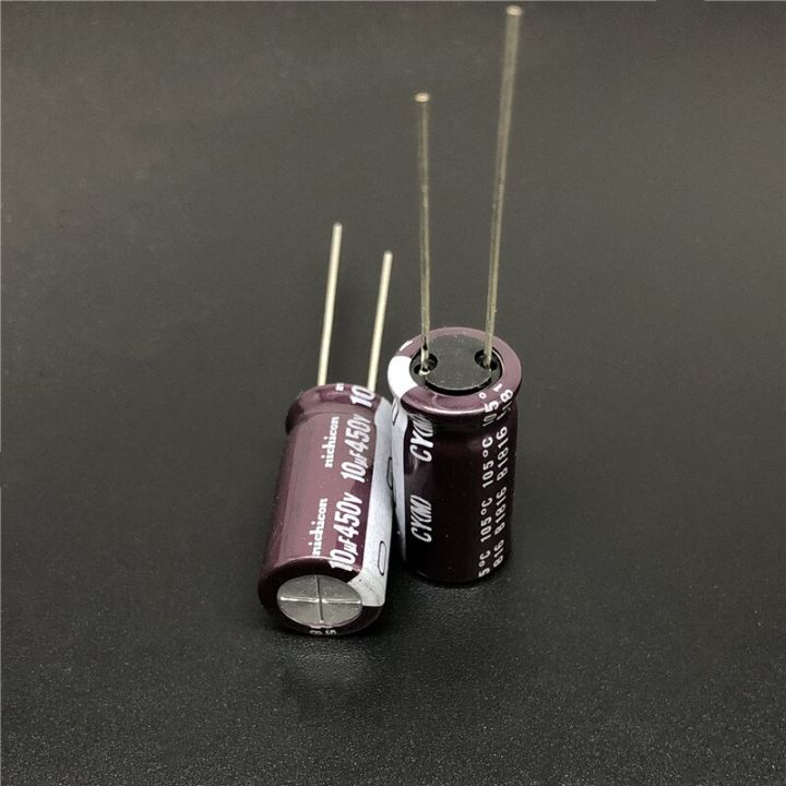 10pcs-100pcs-10uf-450v-nichicon-cy-series-10x20mm-high-ripple-current-long-life-450v10uf-aluminum-electrolytic-capacitor