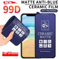 สำหรับiPhone 6 6S 7 8 Plus X XR XSสูงสุด 11 12 13 14 Pro Max Mini plus Matte Anti Blue Rayยืดหยุ่นเซรามิคกระจกนิรภัยป้องกันหน้าจอ