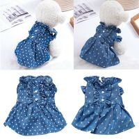 Dog Clothes Puppy Cat Denim Dress Pet Dogs Ruffles Skirts Princess Dresses Dresses