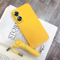 Cellphone Case OPPO A17 A77S A57 A77 5G 4G 2022 New Skin Feel Housing TPU Solid Color Smartphone Casing with Neck Strap Rope Back Cover OPPOA17 OPPOA77S Softcase