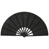 2 Pieces Folding Fan Nylon Cloth Handheld Folding Fan Chinese Tai Fan Black Decoration Fold Hand Fan For Party Favors