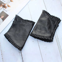 New Fashion Women Genuine Leather Sheepskin Fingerless High Quality Outdoor Driving Black Gloves Spring and Autumn