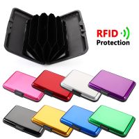 6 card slots RFID Blocking Credit Card Holder Coin Purse Aluminum Metal Waterproof Anti-Theft Wallet Business Card Case Unisex Card Holders