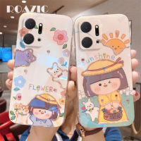 ROAZIC เพื่อเป็นเกียรติแก่ X7A เคสโทรศัพท์พลอยเทียมสีฟ้าสวยดอกไม้น่ารักสาวงแสงแดดฝาหลังยางกันตกปลอกอ่อน