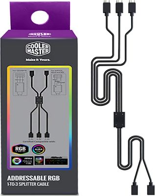 Cooler Master ARGB 1-to-3 Splitter Cable, 3-Pin LED Connector, 50 cm, MFX-AWHN-3NNN1-R1