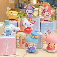 หุ่นแอ็คชั่น Sanrio ของแท้ Hello Kitty Kuromi Cinnamoroll อะนิเมะชุดดอกไม้ฤดูหุ่นฟิกเกอร์ของเล่นโมเดลกล่องตกแต่งสำหรับเป็นของขวัญเด็กผู้หญิง