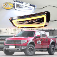 SNCN 2ชิ้นไฟเดย์ไลท์ LED DRL สำหรับ Ford Raptor SVT F150 F-150 2010 2011 2012 2013 2014สัญญาณไฟเลี้ยวสีเหลืองสำหรับวิ่งกลางวันไฟตัดหมอกรถยนต์