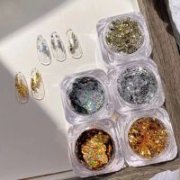 ۞☼ Foil for Manicure Gold Silver Irregular Aluminum 3D Glitters Sequins Craft Paper Nail Stickers Art Decor DIY Decorative Tools