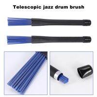 1 Pair Retractable Black Handles Jazz Drum Brushes Sticks Blue Nylon 32cm