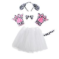 ✸◇ Children baby animal spotty dog costume tail tutu skirt Dalmatian girl halloween party cosplay costume gloves kid