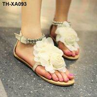 ?❈✳ Bohemia sandals stereoscopic flower holiday shoes big yards 43 thong 40 - flat women