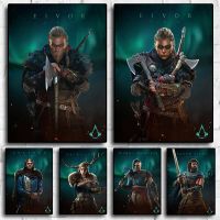 Assassin S Creed Valhalla Characters Poster - Retro Style Canvas Painting For Living Game Room Wall Decor-ศิลปะคุณภาพสูงสำหรับตกแต่งบ้าน