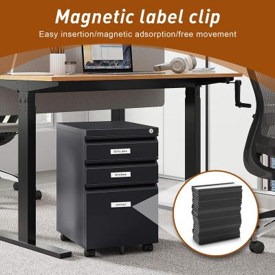 30Pcs Magnetic Label Holders with Magnetic Data Card Holders with Clear Plastic Protectors for Metal Shelf (1 x 3 Inch)