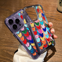 For IPhone 14 Pro Max IPhone Case Soft Case TPU Case Shockproof Big Hole Protection Camera Color Heart Shape Compatible for IPhone 13 Pro Max 11 Pro Max 12 Xr Xs 7Plus