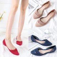 ✑✻ cri237 ☞Beautysia☜ Ready Stock?Xiaoyulu Woman Pointed Toe Flat Heel Jelly Shoes(bigger one size)