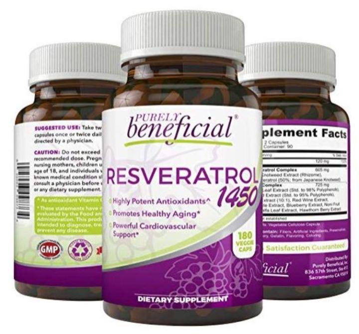 PURELY Beneficial Resveratrol 1450 Anti-Aging Cardiovascular Support ...