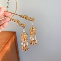 【CW】 Vintage Chinese Style Luminous Pavilion Lantern Tassel Hair Sticks Hairpin 2023 Trendy Retro Female Clasp for Hanfu Dress