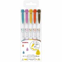 Cute Zebra WFT MildLiner Brush Pen Set Dual Tip Drawing Markers Pen Stationary Art Supplies Student School Watercolor Markers