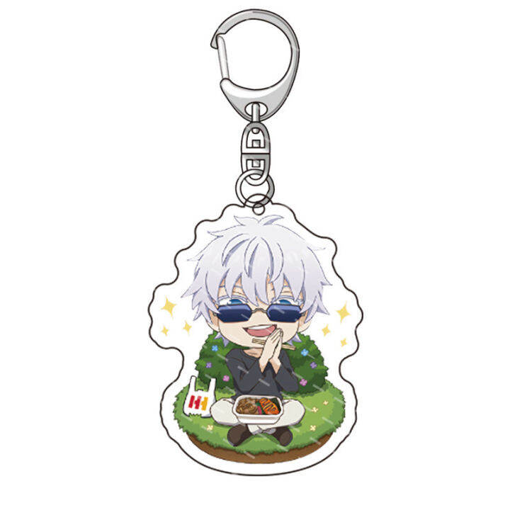 jujutsu-kaisen-keychain-anime-keyring-acrylic-cute-cartoon-bag-pendant-camp-gojo-satoru-nobara-key-chain-gifts