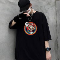 เสื้อยืด Unisex คุณภาพดี   (S-5XL) cotton 100%  เสื้อยืดแขนสั้นH ผู้ชายและผู้หญิง Super Mario Pride Mario Rainbow Portrait T-Shirt discount เสื้อกั๊ก