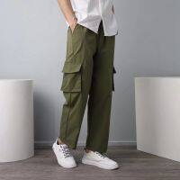 【S-5XL】Oversized Plus Size Chubby Pants For Men And Women Khaki Multi-pocket Straight Cut Overalls Casual Male Student Trousers Couple Overalls Loose Plain Cargo Pants Slacks Mens