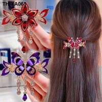 New butterfly tassel hairpin grabber crab clip diamond hair alloy