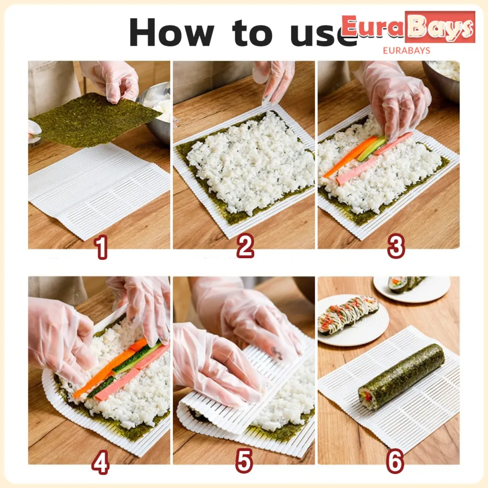 Portable DIY Silicone Sushi Roller Mats Washable Reusable Sushi Roll Mold  Mat Japanese Food Rolling Rice