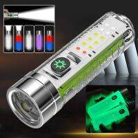 【CW】 Fluorescence Flashlight 8 Modes USB Rechargeable MINI Multifunction waterproof Torch with Multicolor Side Lights