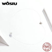 [ในสต็อก] WOSTU 925เงินสเตอร์ลิงการเชื่อมโยงห่วงโซ่สร้อยคอมุกธรรมชาติสำหรับผู้หญิงงานแต่งงานเครื่องประดับ CQN372Gift