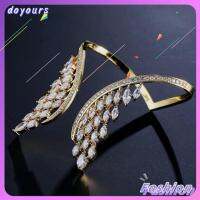 DOYOURS 1pc Bracelet or2pcs Ring เครื่องประดับอัญมณีอัญมณี ชุดแหวนกำไลข้อมือ ดีไซน์ปีกนางฟ้า รูปร่างปีก กำไลข้อมือคริสตัล ของใหม่ สีขาวขาว สร้อยข้อมือคริสตัลหยดน้ำเพทาย สำหรับผู้หญิง